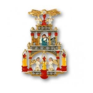 Weihnachtspyramide als Christbaumschmuck aus Zinn